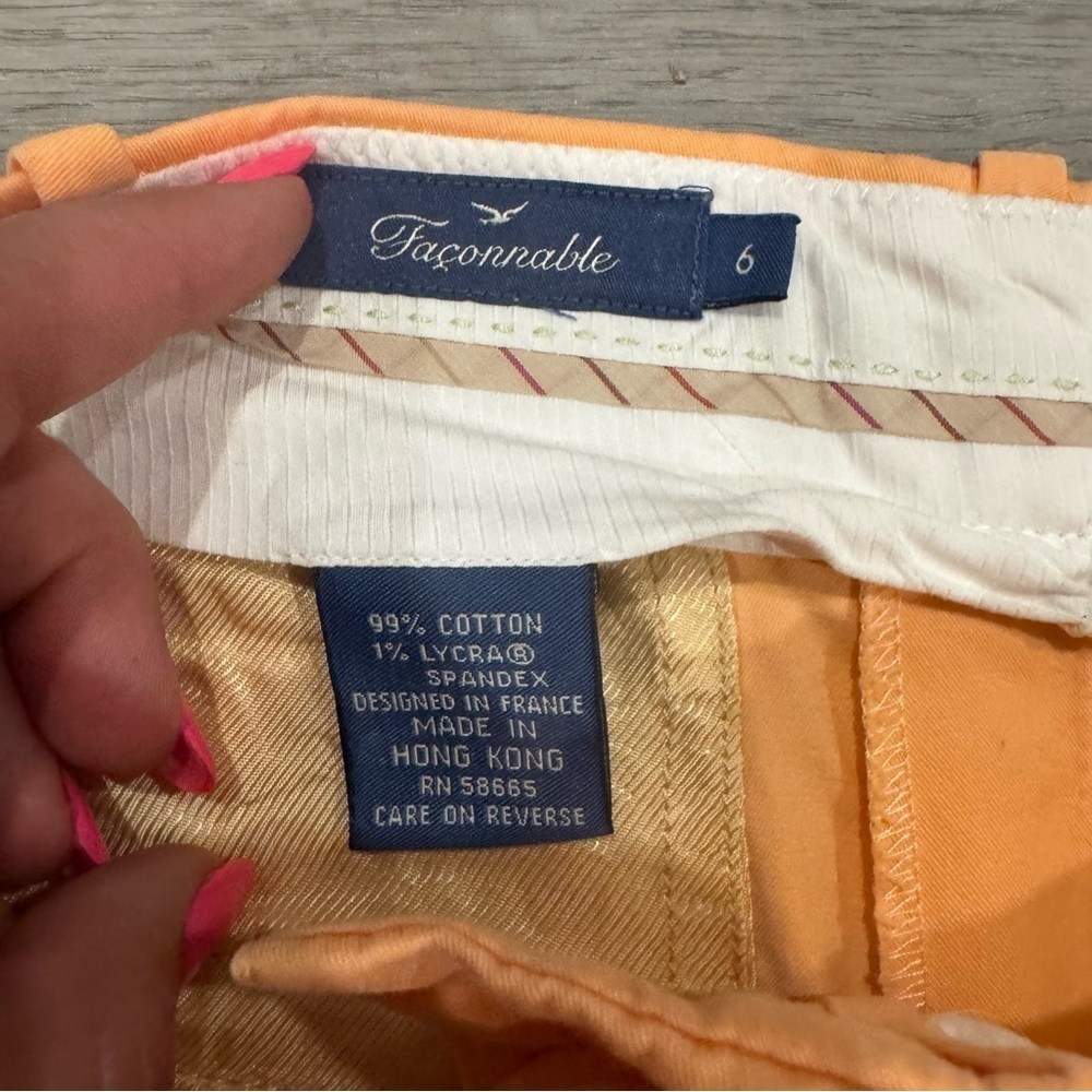 Falconnable Women’s Tangerine Cotton Blend Slacks Wide Leg, Straight Size 6 - Picture 4 of 7